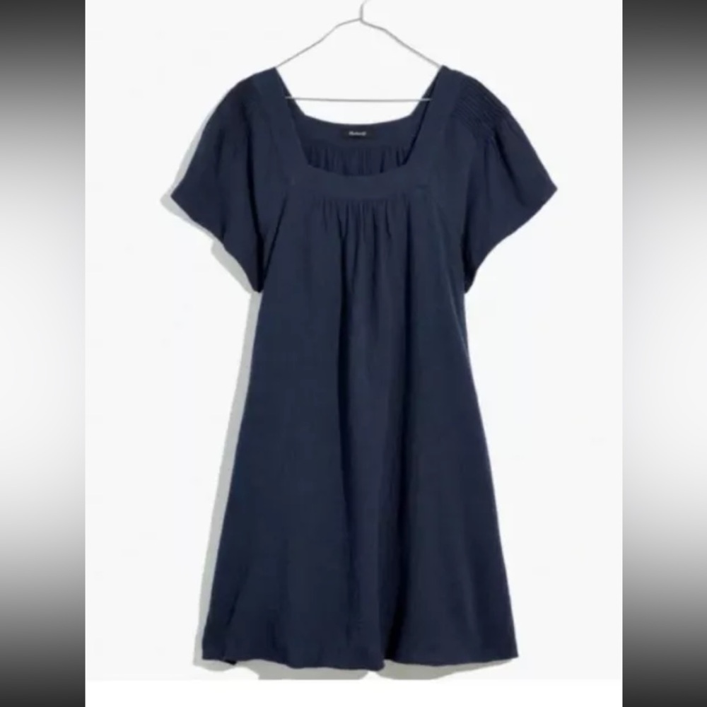 MADEWELL Womens Dress Sz Small Navy Blue Butterfly Lightspun Gauze Square Neck
